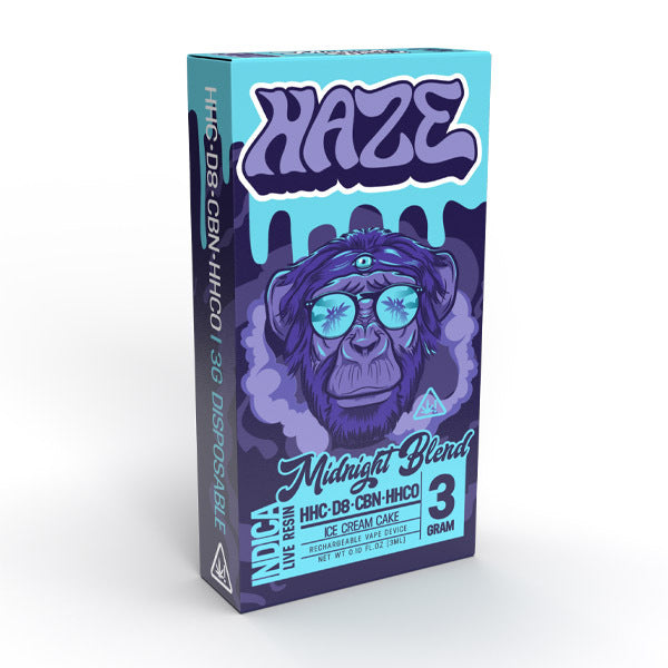 Haze Midnight Blend Live Resin Disposable Vape Ice Cream Cake – 3 grams Indica